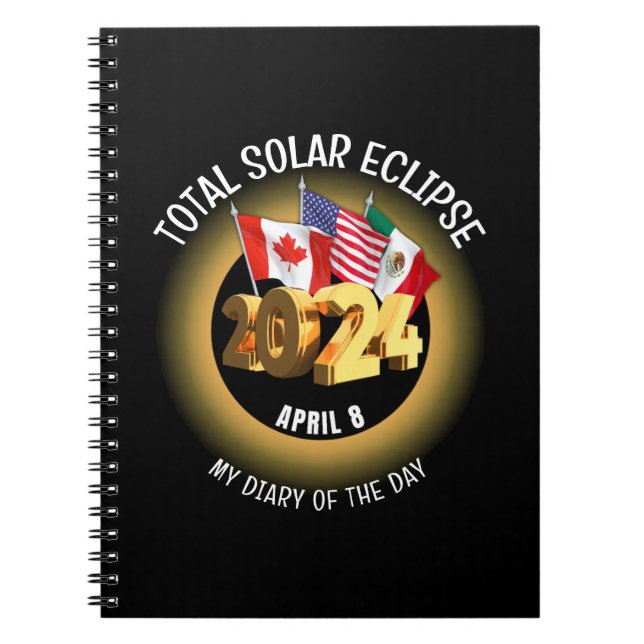Cuaderno Banderas personalizadas del ECLIPSE SOLAR TOTAL de (Frente)