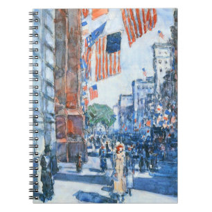 Cuaderno Banderas Quinta Avenida de Childe Hassam, Arte de 