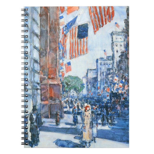 Cuaderno Banderas Quinta Avenida de Childe Hassam, Arte de  (Frente)