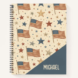 Cuaderno Banderas Rojas Blancas y Azules Patrón Patriótico