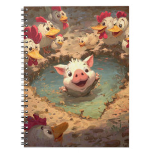 Cuaderno Bañera de baño de barro de cerdo feliz