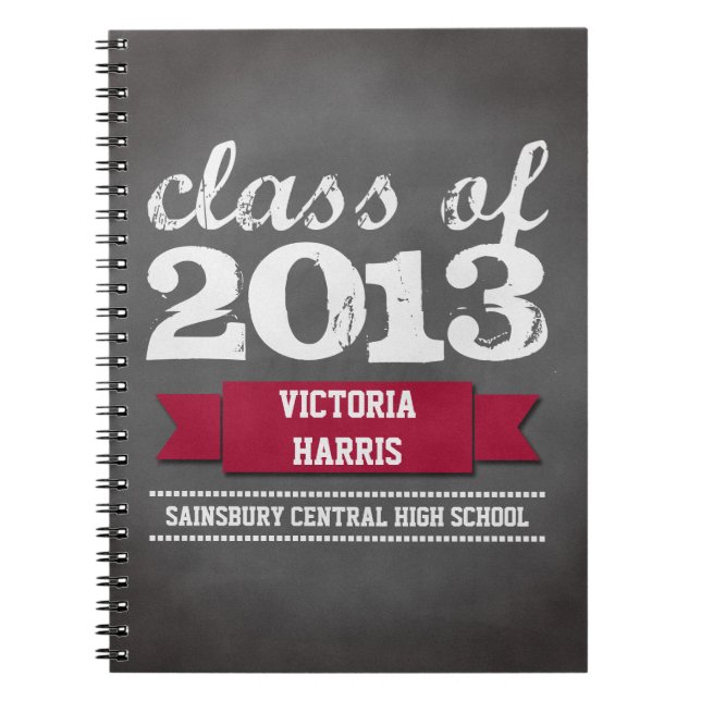 Cuaderno Banner rojo banner estudiante de graduación de piz (Frente)