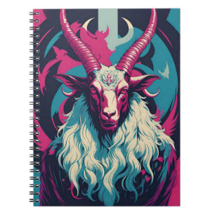 Cuaderno Baphomet satánico de color negro retro