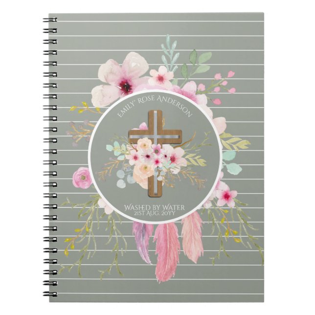 Cuaderno BAPTISMO DE Chicas personalizados - Sabor de cruz  (Frente)