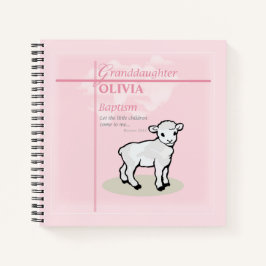 Cuaderno Baptismo de nieta Cordero rosa personalizado