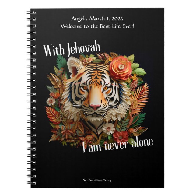 Cuaderno Baptismo JW Regalo Keepsake - Bloc de notas Tiger (Frente)