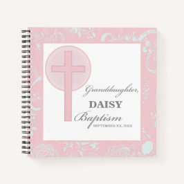 Cuaderno Baptismo Nieta Rosa Lace Personalizada