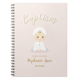 Cuaderno Baptismo Niña Bebé con Bonnet