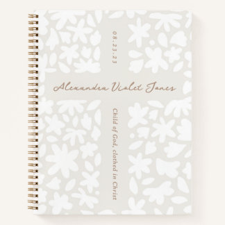 Cuaderno Baptismo personalizado Regalo Barco Floral Cuadern