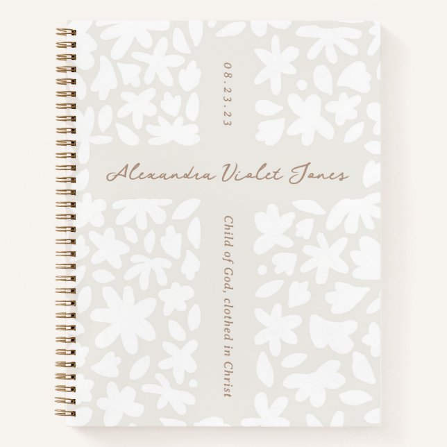 Cuaderno Baptismo personalizado Regalo Barco Floral Cuadern (Anverso)