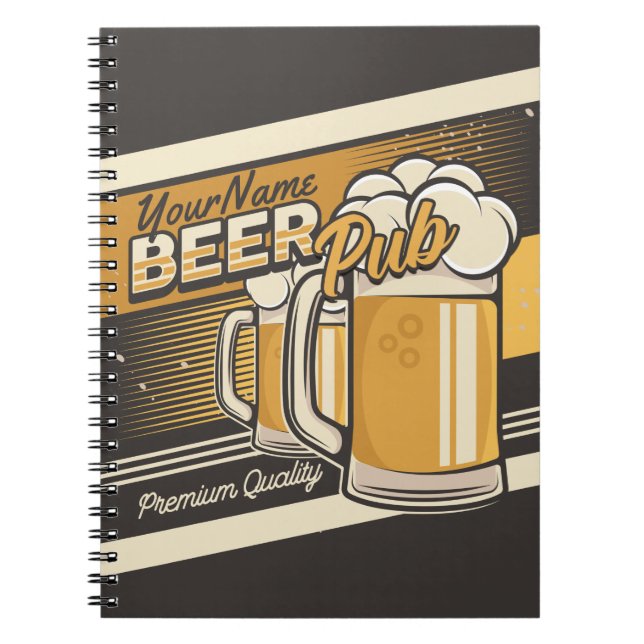 Cuaderno Bar de pub de cerveza fría premium personalizado M (Frente)