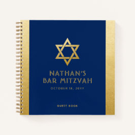 Cuaderno Bar Mitzvah Guest Signature Book Blue and Gold