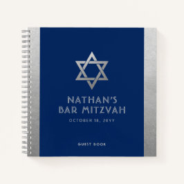 Cuaderno Bar Mitzvah Guest Signature Book Silver y Blue