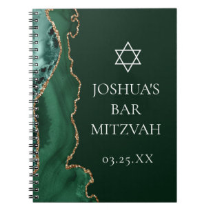 Cuaderno Bar Mitzvah, Personalizado de la Dark Green Gold A