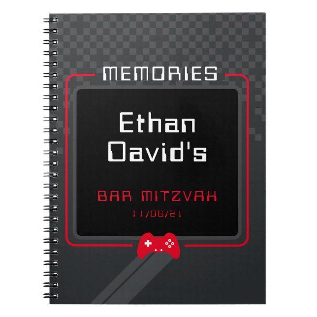 Cuaderno BAR MITZVAH RECUERDOS jugador moda moda negro rojo (Frente)