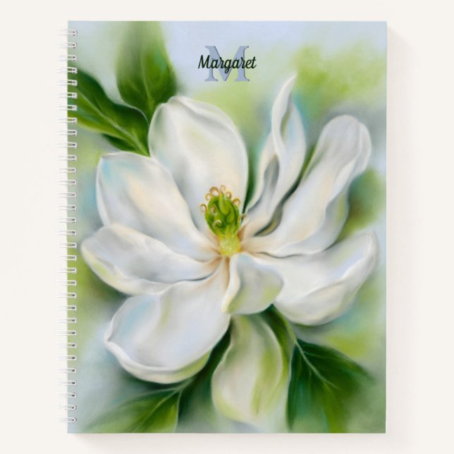 Cuaderno Baraja dulce Magnolia Pastel Arte Monogramado Port (Anverso)