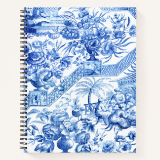 Cuaderno Barato elegante de Chinoiserie azul y blanco