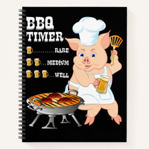Cuaderno Barbacoa   BBQ Timer Pig Grill Barbecue Beer Lover