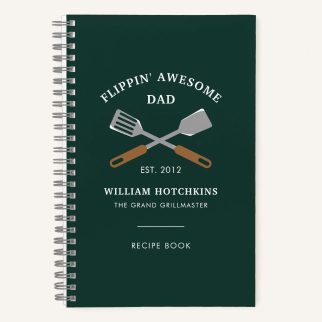 Cuaderno Barbacoa para Papá Moderno Receta Personalizada (Anverso)