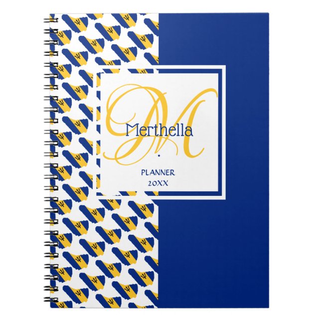 Cuaderno BARBADOS Flag Custom Monogram Add Your Name (Frente)