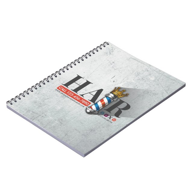 Cuaderno Barber Hair Shop King Crown Barber Pole Hair Salon (Lado Izquierdo)