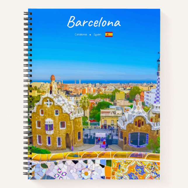 Cuaderno Barcelona, España - Parque Güell Espiral de mosaic (Anverso)