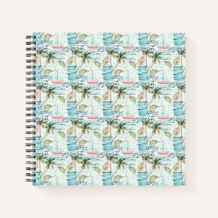 Cuaderno Barco acuático con patrón de árbol de palma
