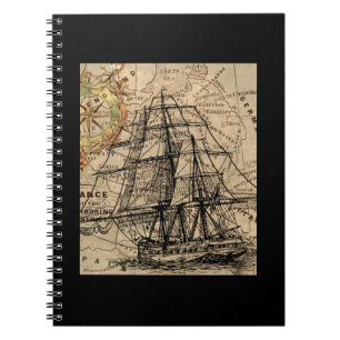 Cuaderno Barco Antiguo y Mapa