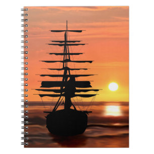 Cuaderno Barco con alba ordenador portátil