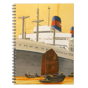 Cuaderno Barco Crucero Antiguo al Oriente con Barcos Junco