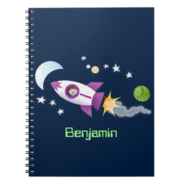 Cuaderno Barco de cohetes en ilustracion de personalizado e (Frente)