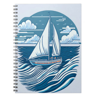 Cuaderno barco de diseño vintaje océano 1