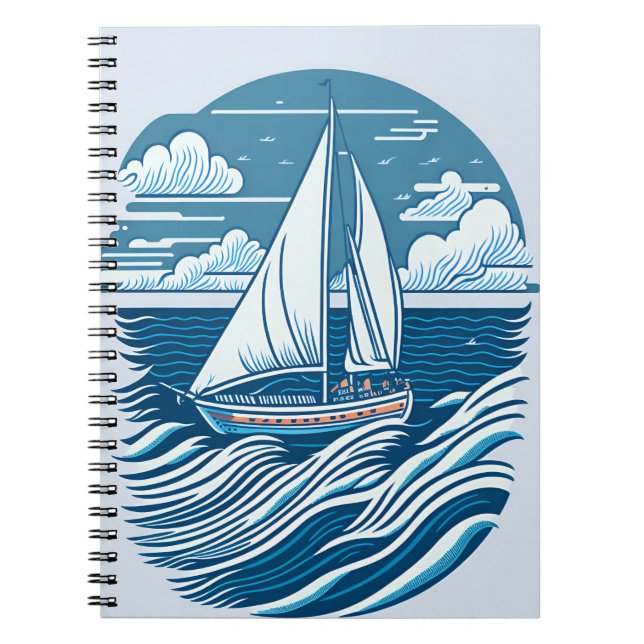 Cuaderno barco de diseño vintaje océano 1 (Frente)