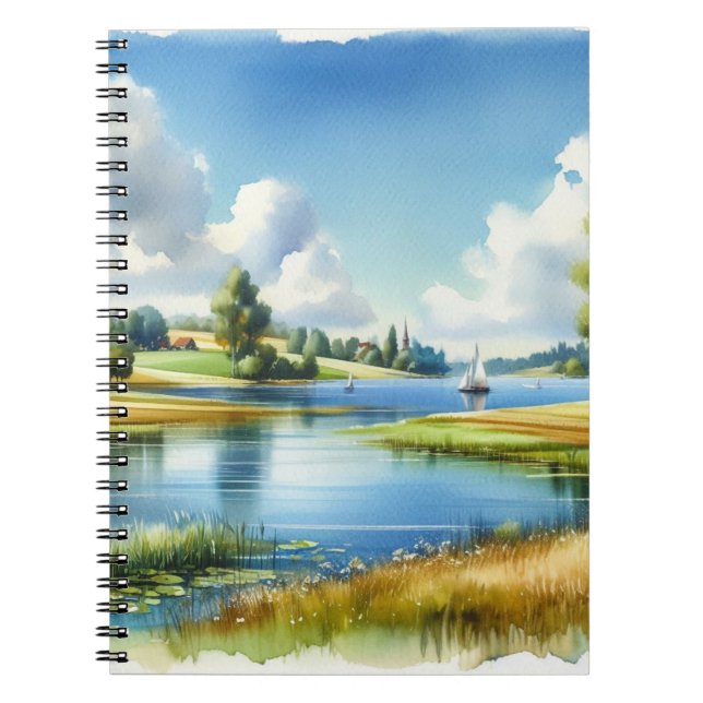 Cuaderno Barco De Navegación En Un Lago (Frente)