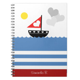 Cuaderno Barco de vela con velero Personalizado del corazón