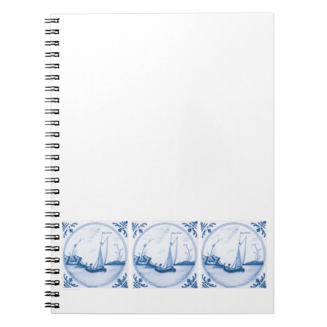 Cuaderno Barco de vela Delft blanco azul (Frente)