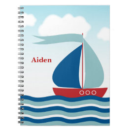 Cuaderno Barco de vela en olas de agua, Monograma