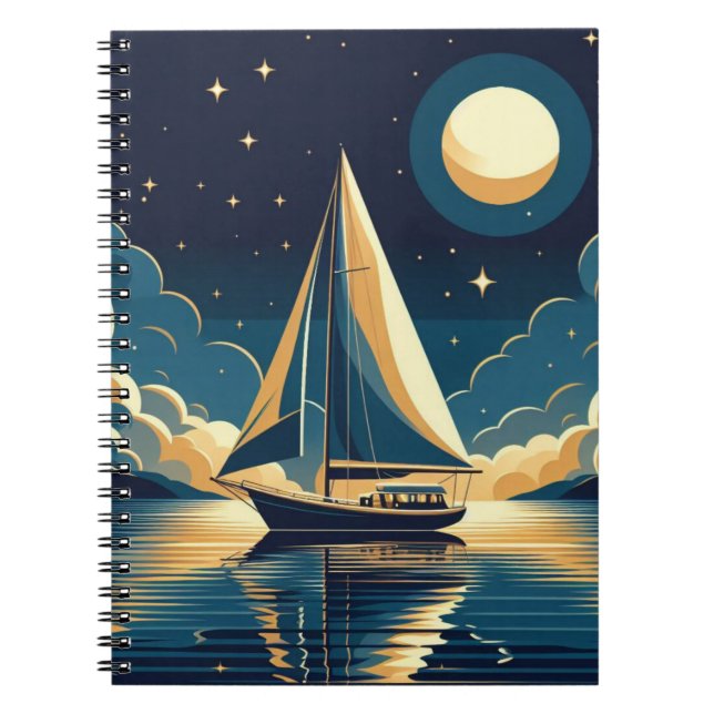 Cuaderno Barco de vela por la noche (Frente)