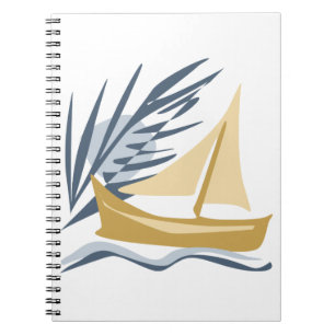 Cuaderno Barco de vela sobre el fondo de la luna y la palme