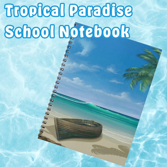 Cuaderno Barco del paraíso de la playa de Isla Tropical (Tropical Paradise School Notebooks. Keep summer with you all school year long.)