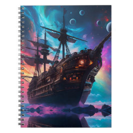 Cuaderno Barco Espacial Pirata Nebulosa y Lunas