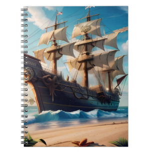 Cuaderno Barco pirata de playa tropical