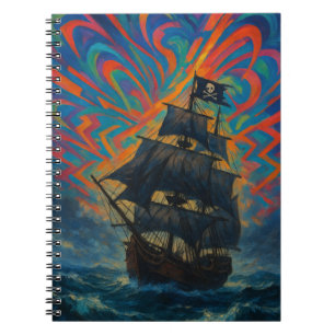 Cuaderno Barco pirata en medio del mar de Stormy