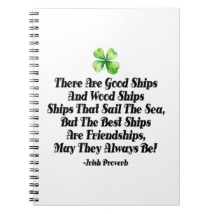 Cuaderno Barcos de la Amistad Irlandesa Proverbio Trébol de