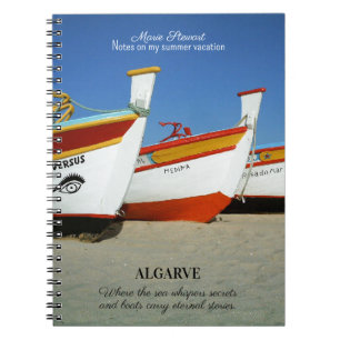 Cuaderno Barcos de pesca en la foto de playa del Algarve