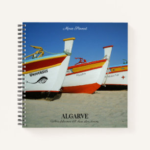 Cuaderno Barcos de pesca en la foto de playa del Algarve