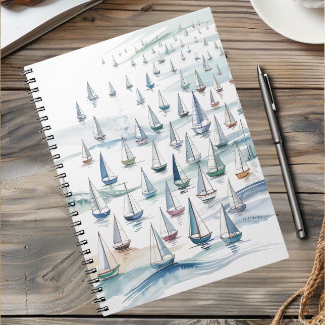 Cuaderno Barcos de vela al aguarela en el mar Náutico (Subido por el creador)