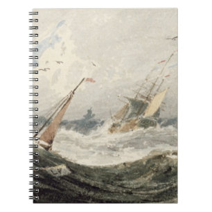Cuaderno Barcos en un mar tempestuoso (w/c sobre el grafito