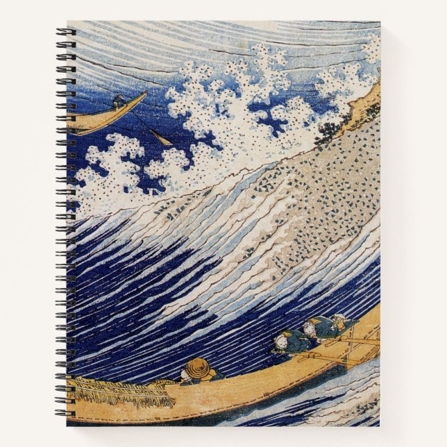 Cuaderno Barcos marinos de las olas del océano de Hokusai (Anverso)