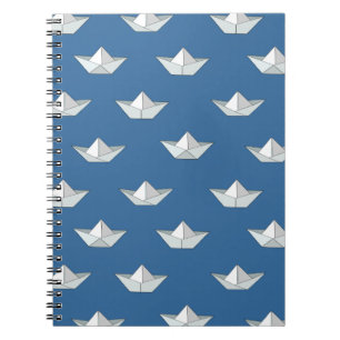 Cuaderno Barcos Origami En El Patrón Del Agua